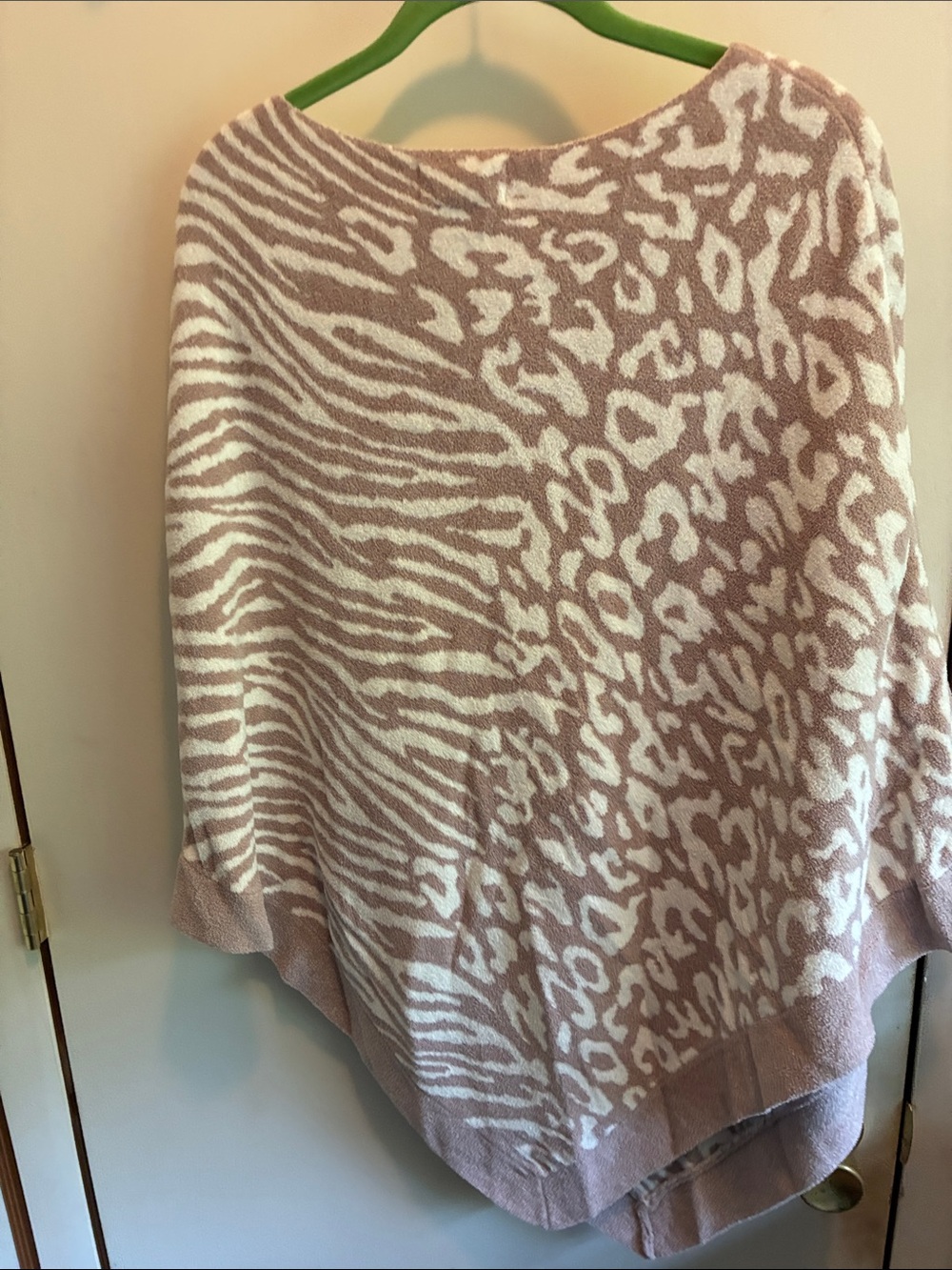 Barefoot Dreams Animal-Print Poncho Sweater - Cream & Taupe - Picture 4 of 4
